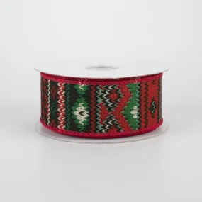 1.5" Holiday Sweater Ribbon: Black, Red, Emerald (10 Yards)