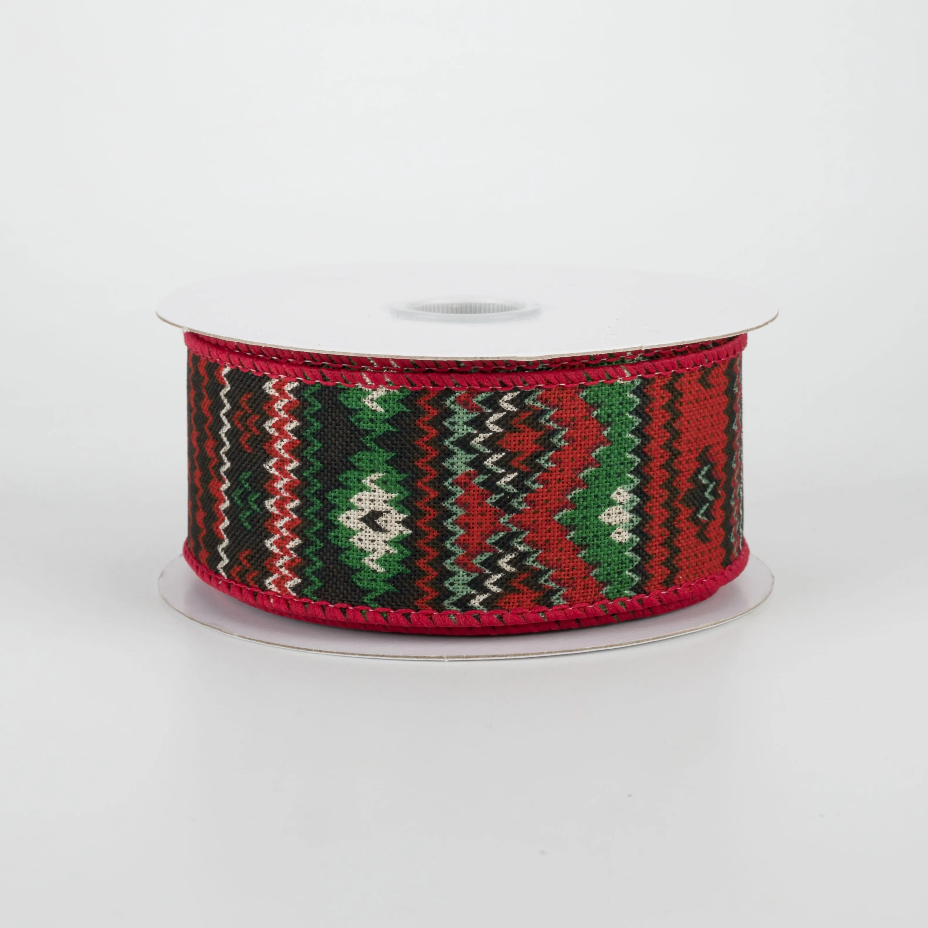 1.5" Holiday Sweater Ribbon: Black, Red, Emerald (10 Yards)