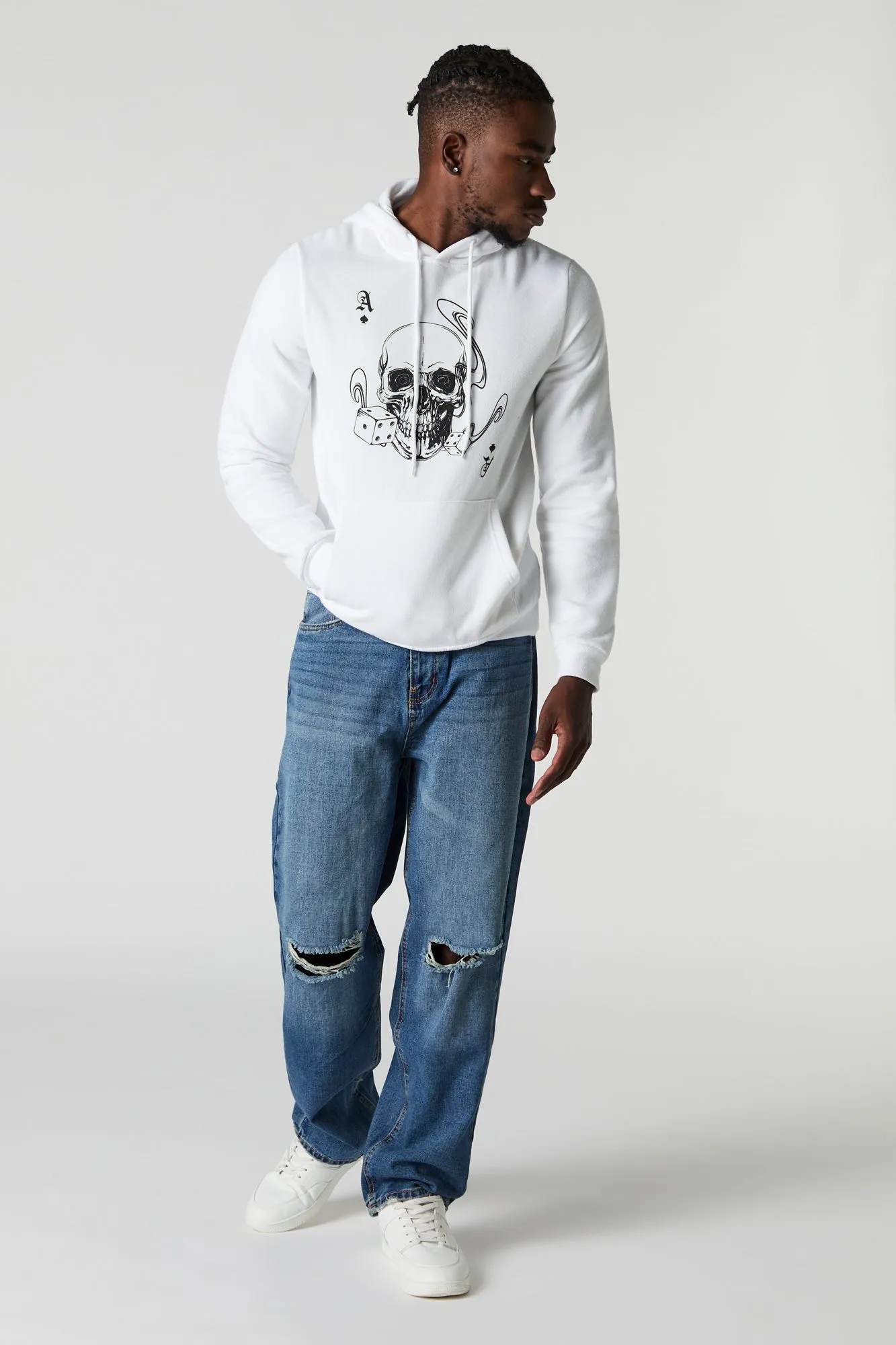 Ace Skull Graphic Fleece Hoodie