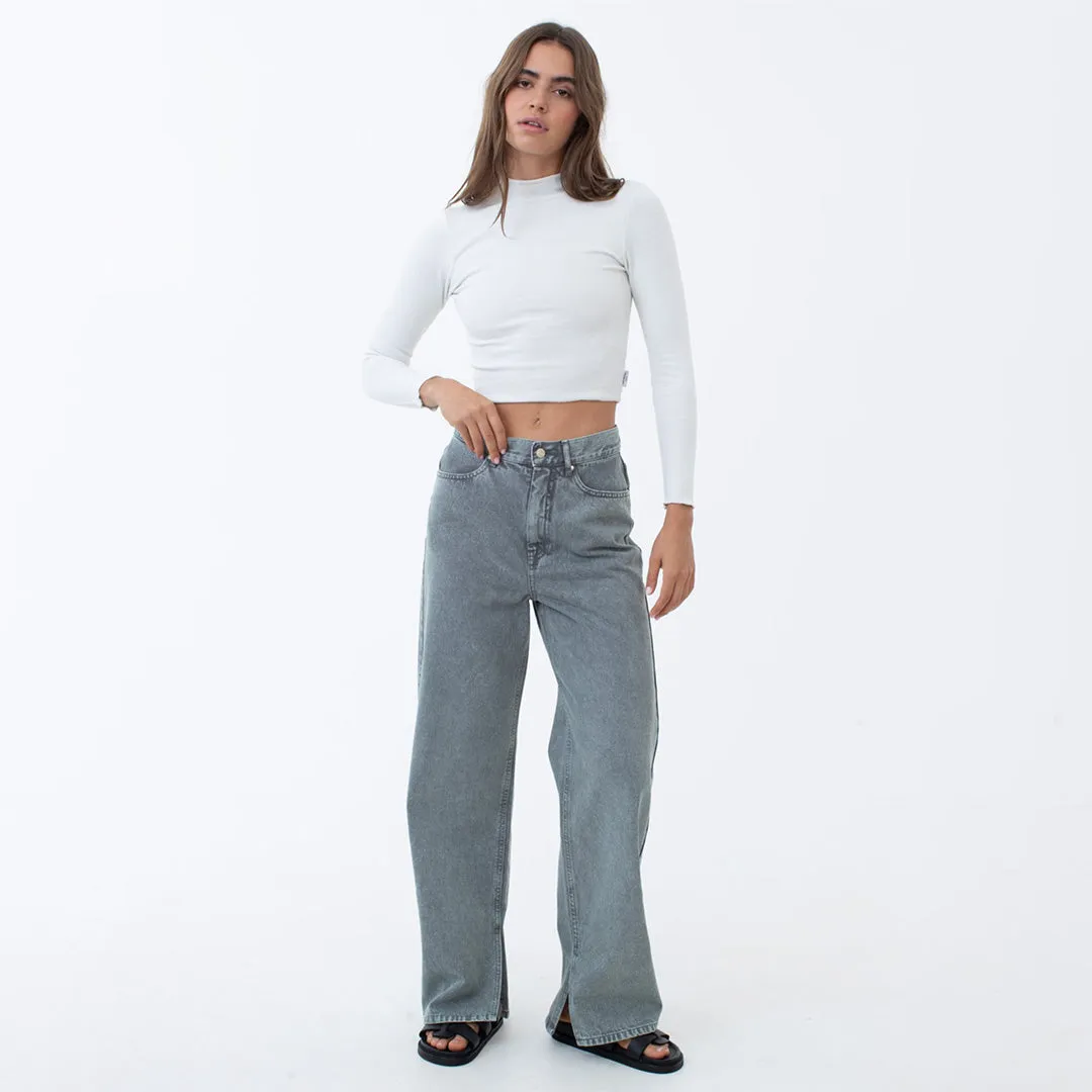 AFENDS Womens Bella - Denim Baggy Jeans - Faded Steel