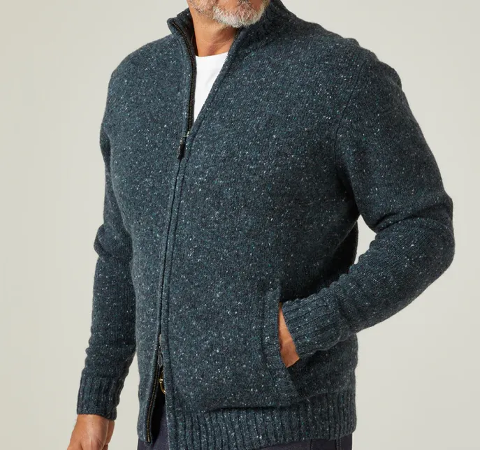 Alan Paine Full Zip Cardigan Blue Night