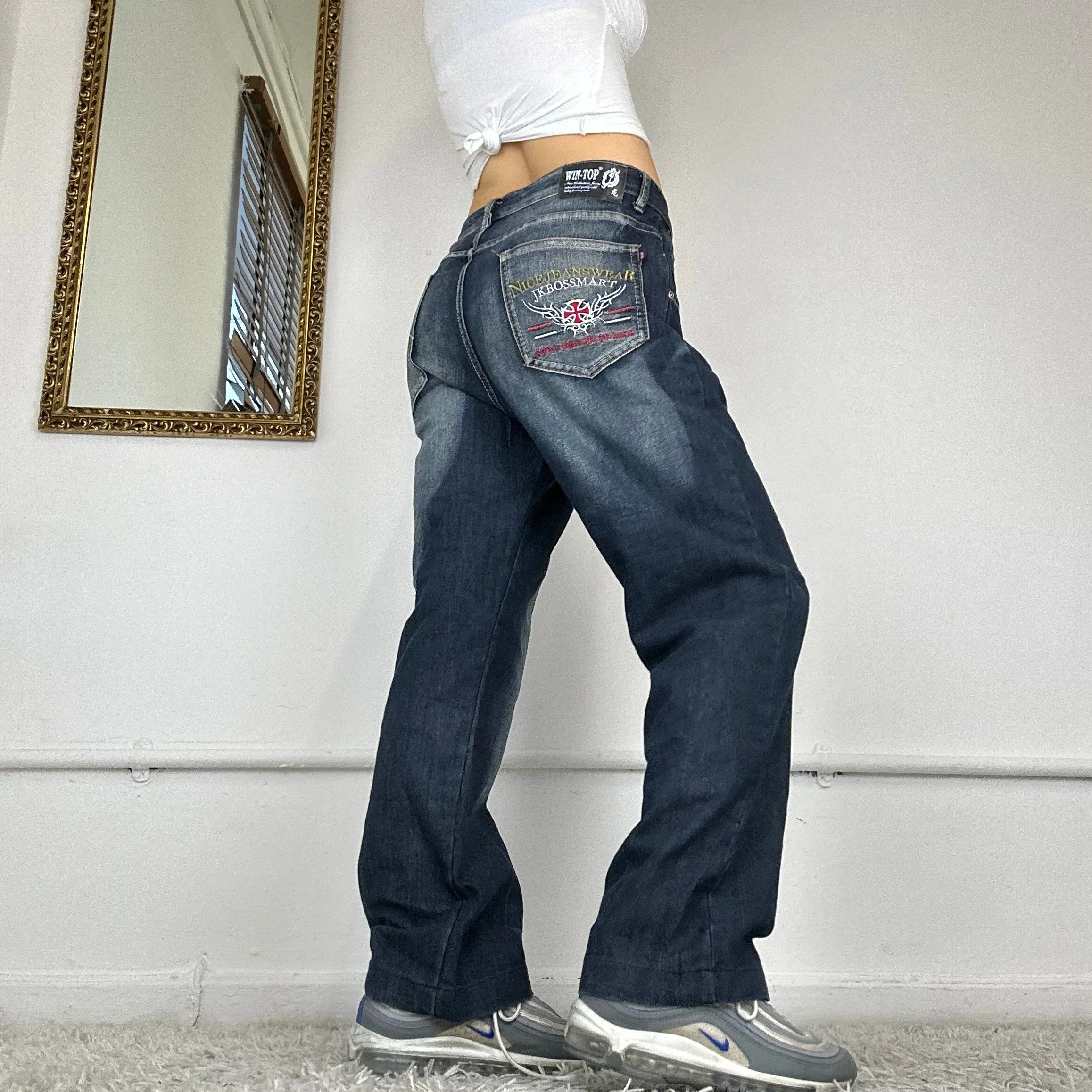 baggy two tone jeans