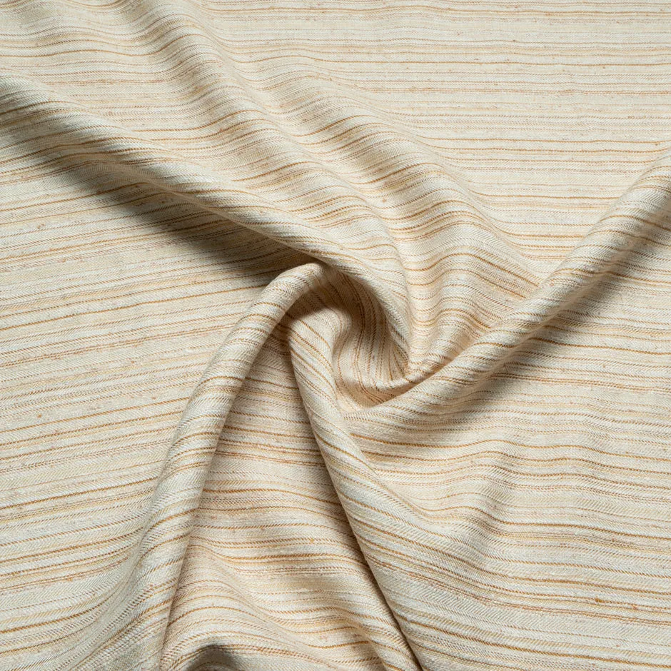 Beige Striped Linen Blend