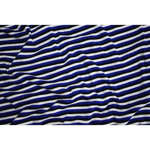 Black/Blue/White Striped 4x2 Rib Knit Fabric