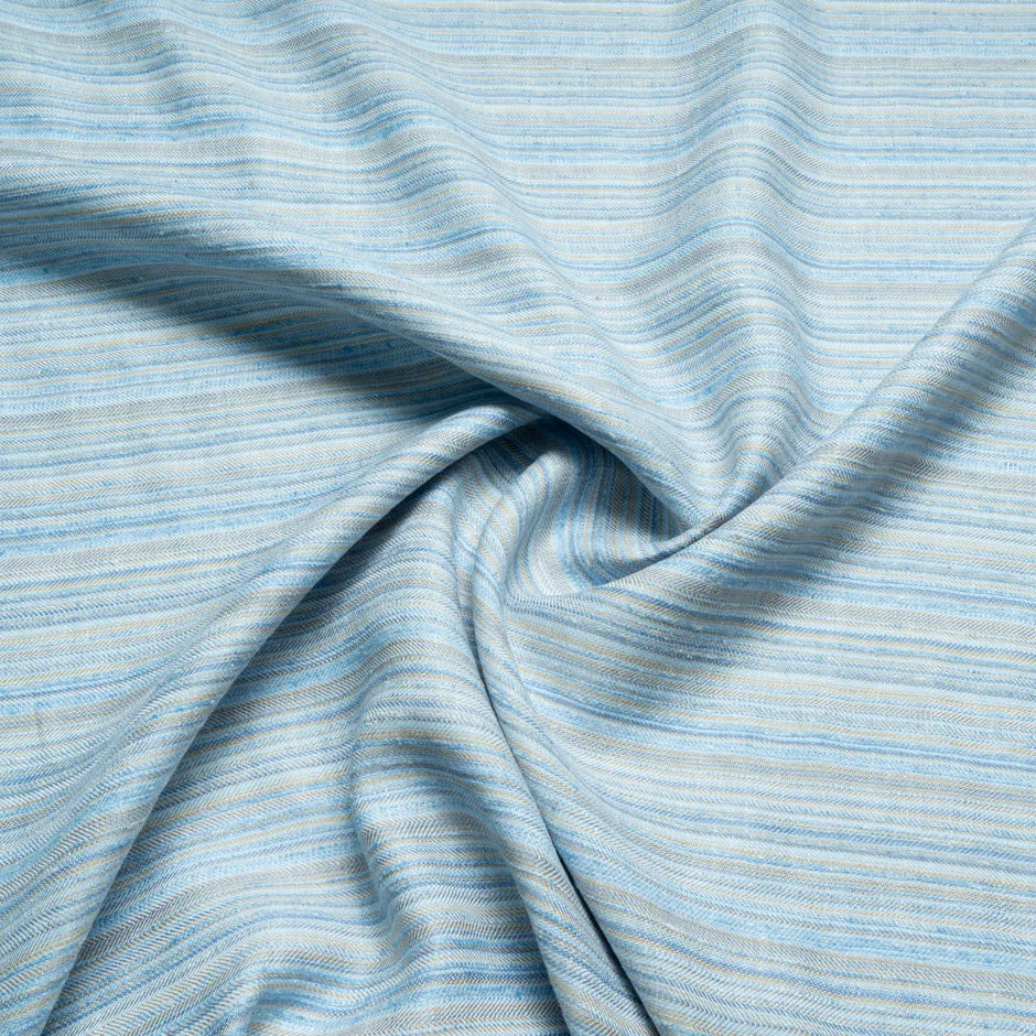 Blue & Beige Striped Linen Blend