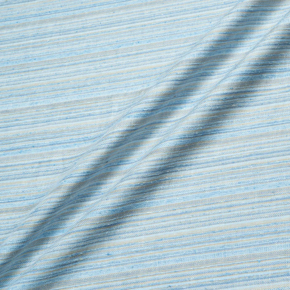 Blue & Beige Striped Linen Blend