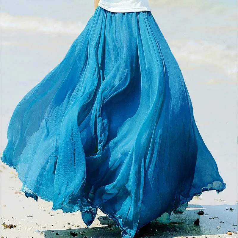 Boho Ruffled Chiffon Skirt