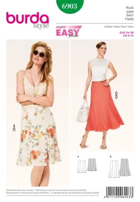 Burda 6903 Gored Midi Skirts Pattern