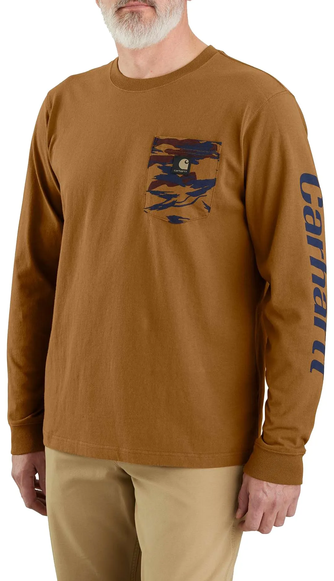 Carhartt 106497 Men's Relaxed Fit Heavyweight Long-Sleeve Pocket Camo Graphic T-Shirt