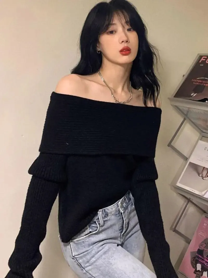 Casual Off Shoulder Knitted Sweater