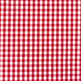 Classic Red-White Check Polyester Gingham Woven Fabric