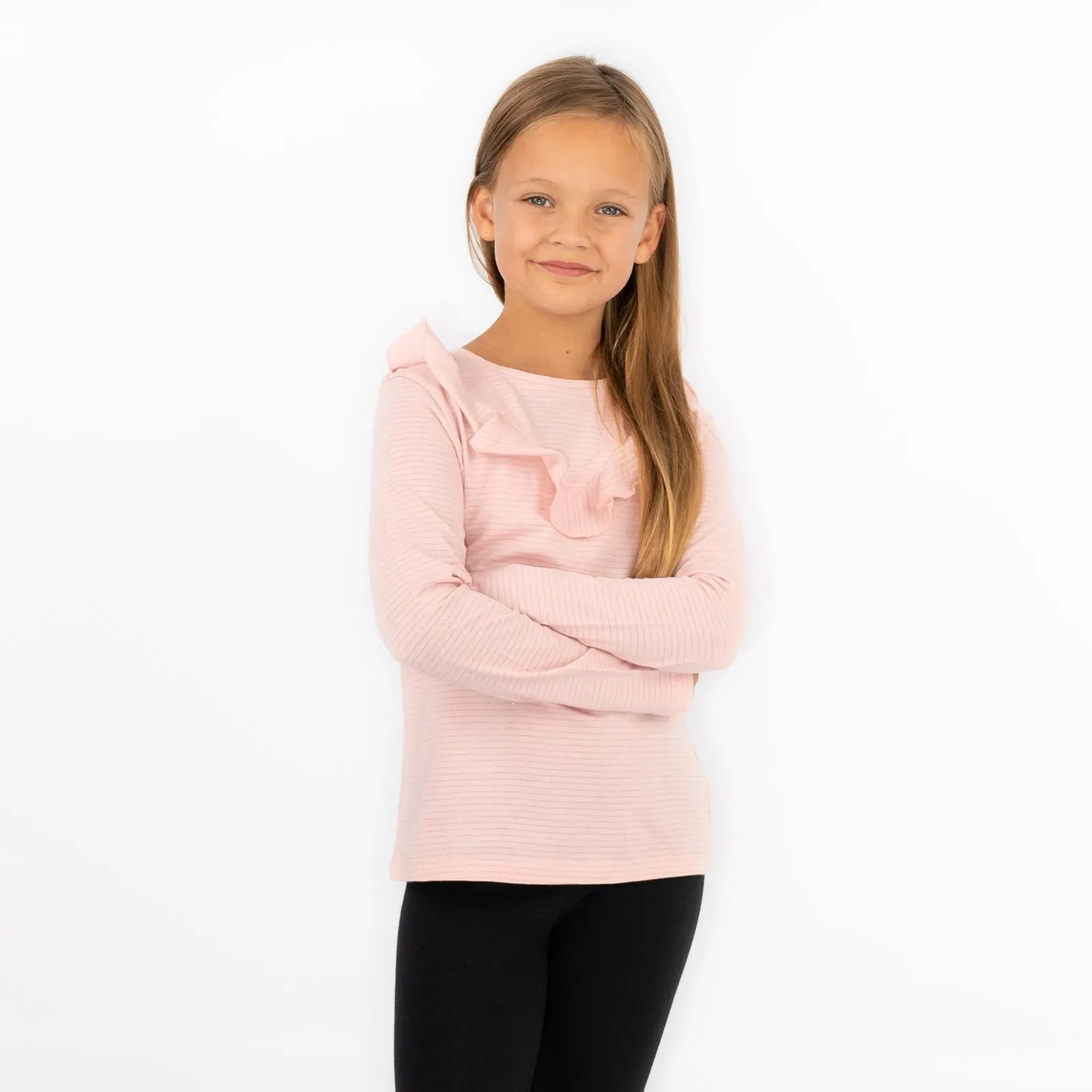 Girls Ruffle Long Sleeve Soft Jersey Tops in 2 Colours