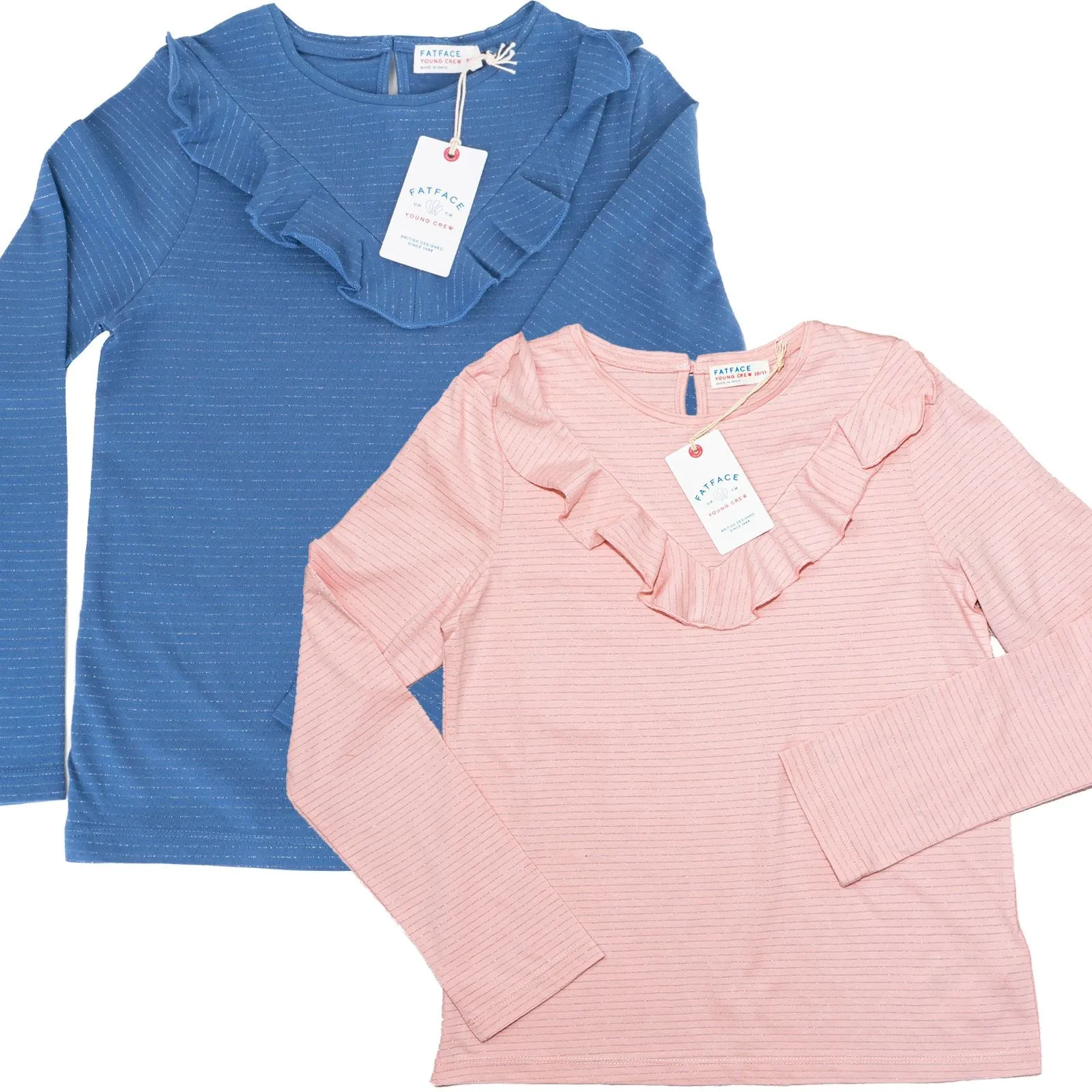 Girls Ruffle Long Sleeve Soft Jersey Tops in 2 Colours