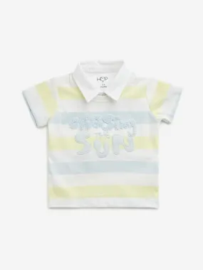 HOP Baby Multicolour Striped Collared T-Shirt