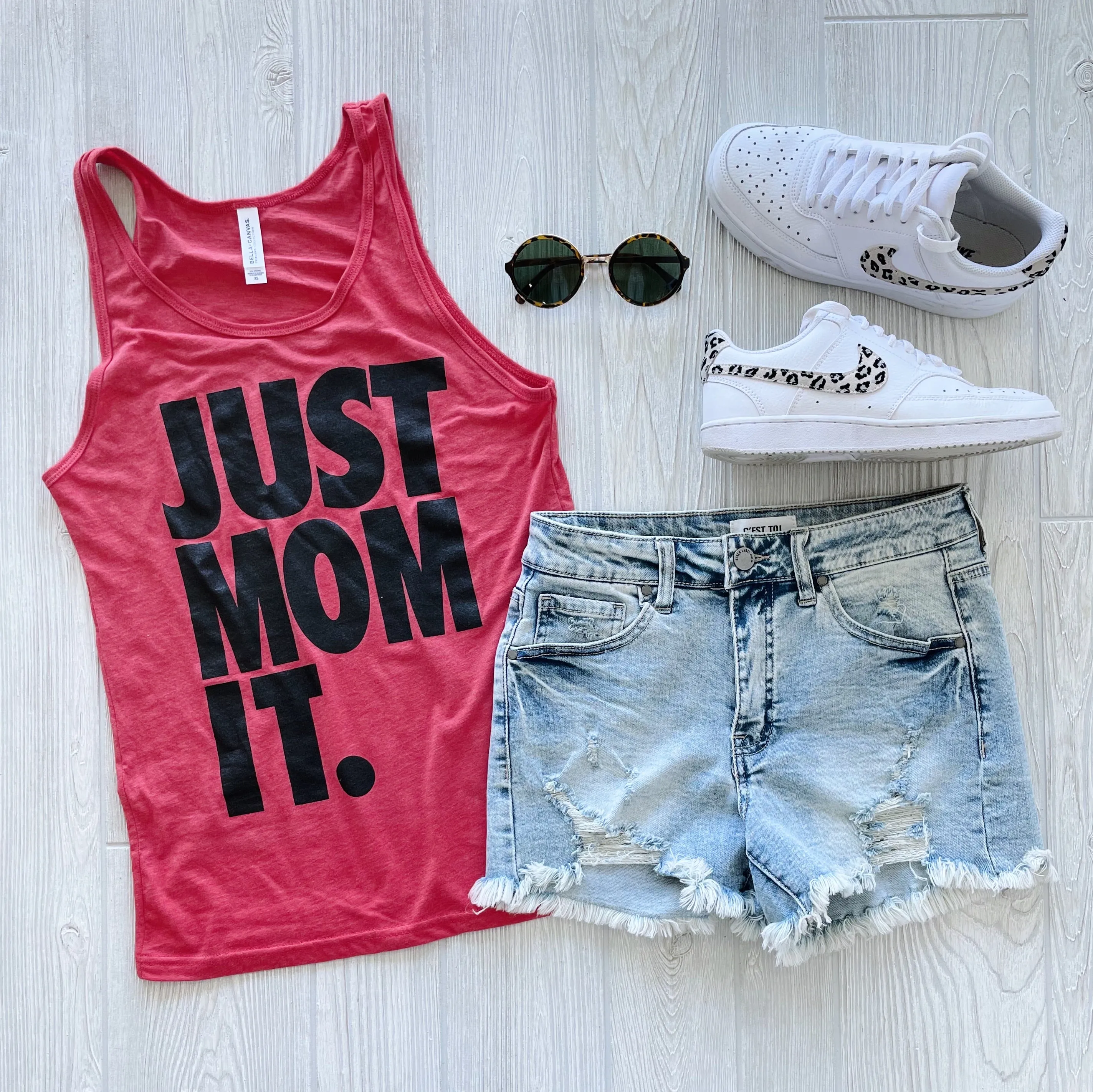 JUST MOM IT • Red Unisex Tank