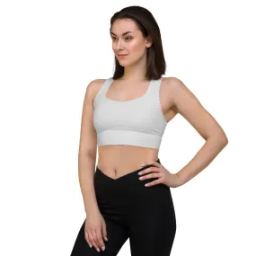 Light Grey Longline Sports Bra, Best Longline Sports Bra For Women-Made in USA/EU/MX (US Size: XS-3XL)