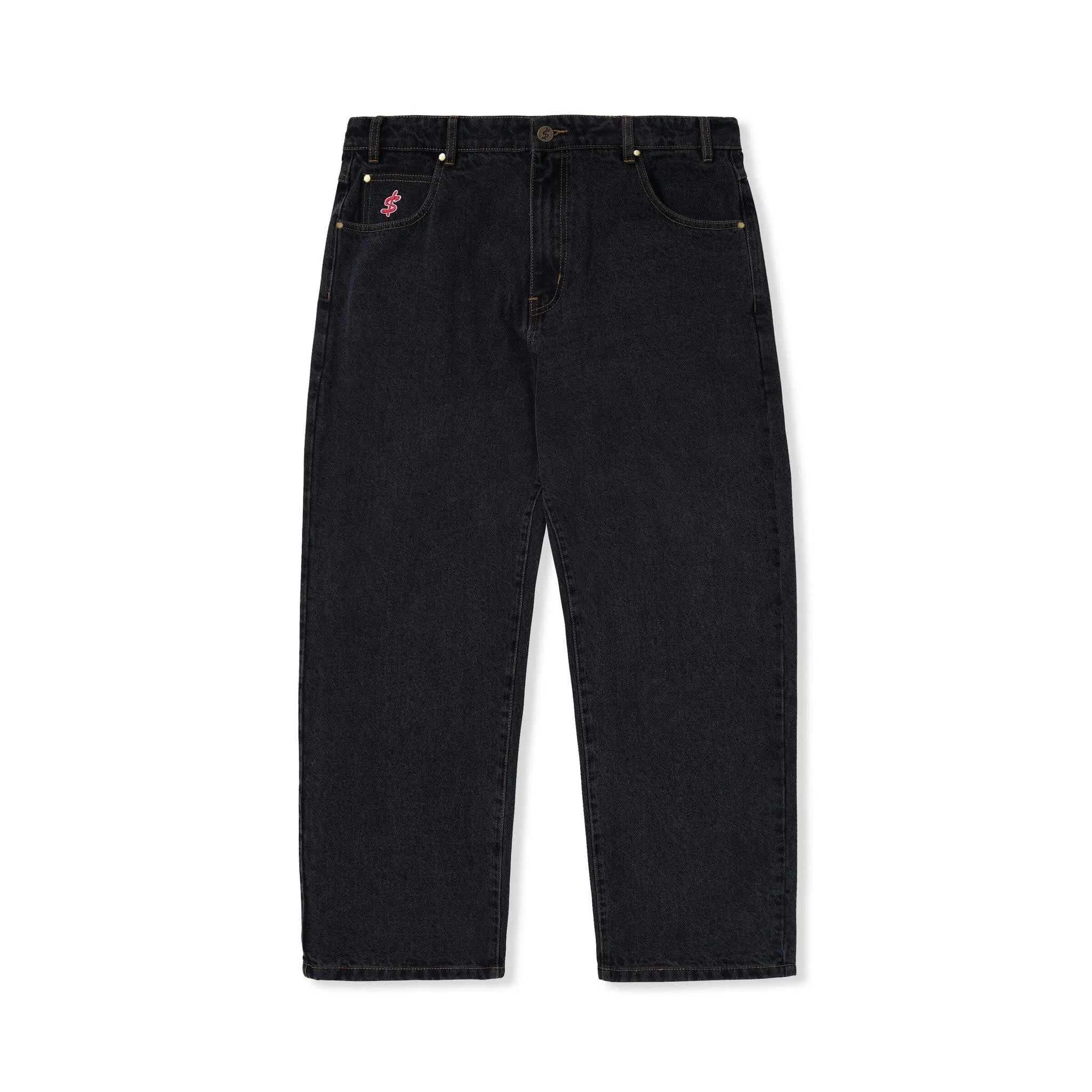 Logo Baggy Denim Jeans - Washed Black