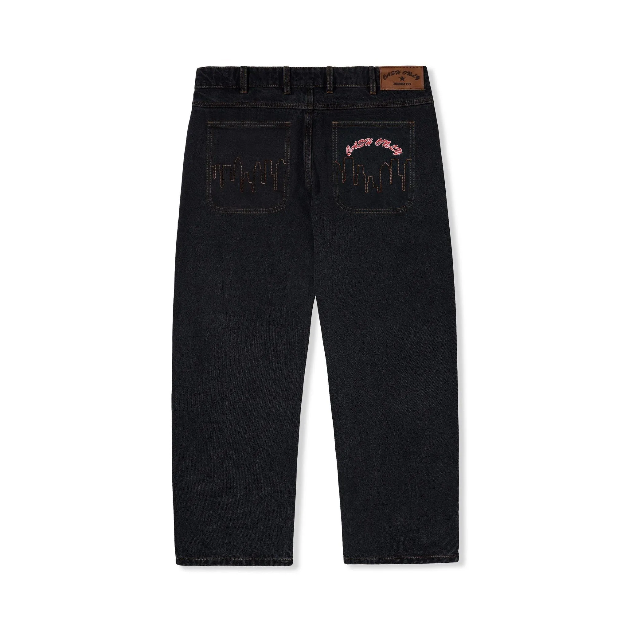 Logo Baggy Denim Jeans - Washed Black