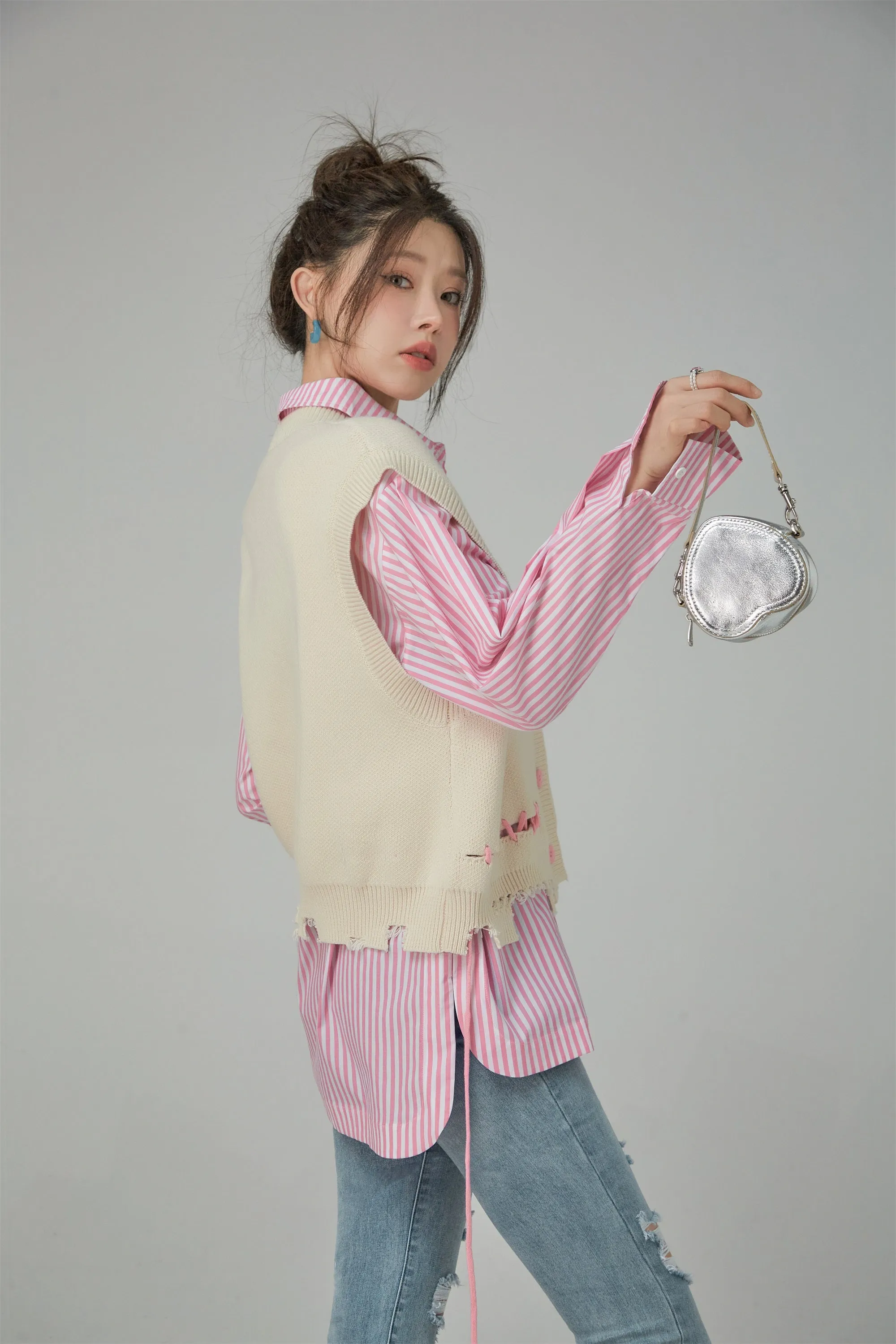 Made By Chuu Button Striped Shirt