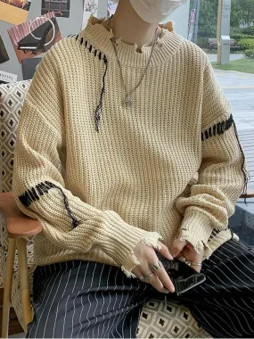 Men's Oversized Irregular Hole Knitted Sweater