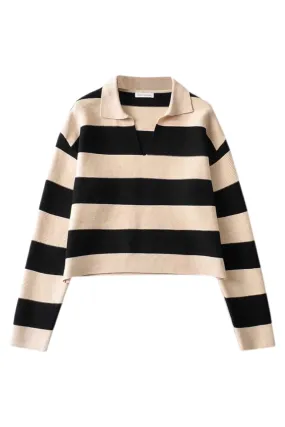 'Nadine' Collared Stripe Knitted Sweater (3 Colors)