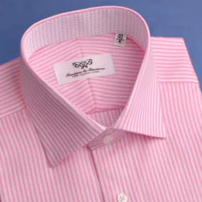 Pink Royal Oxford Stripes Formal Business Dress Shirt with Luxurious Inner Lining