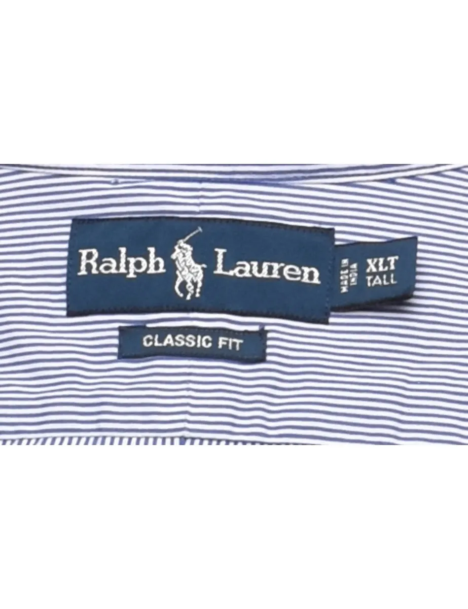 Ralph Lauren Striped Blue Short Sleeve Shirt - XL