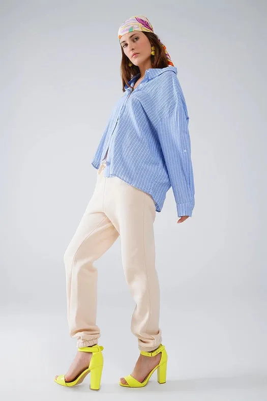 Relaxed Thin Stripe Shirt in Blue