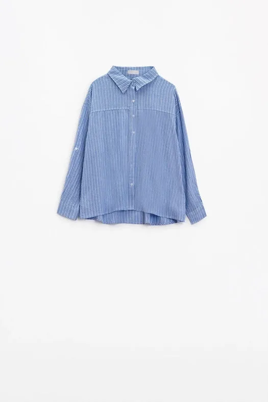 Relaxed Thin Stripe Shirt in Blue