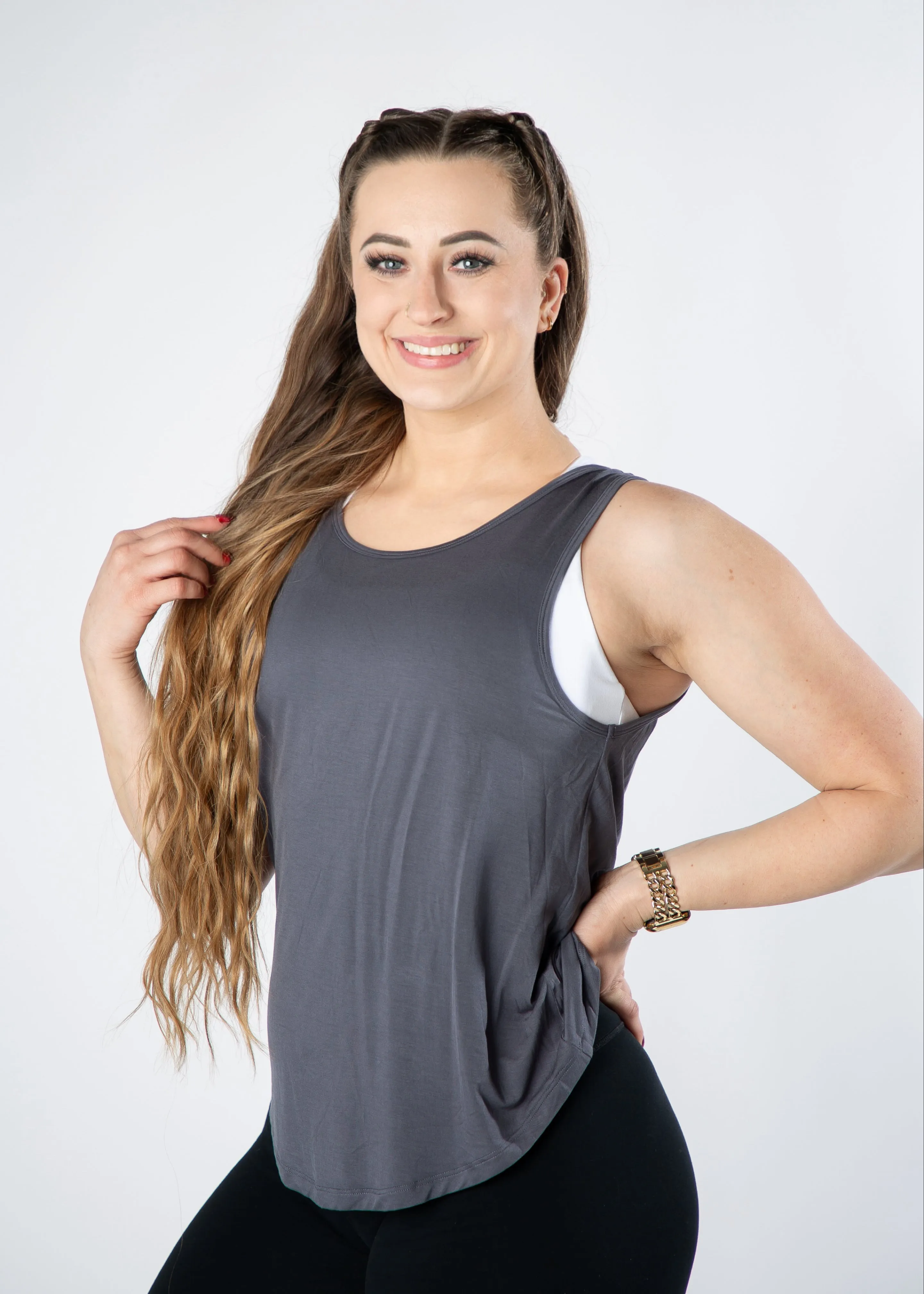 Scrunch Back Tank Top | Storm