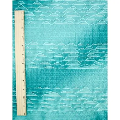 Teal Ruche Ruffle Knit Fabric