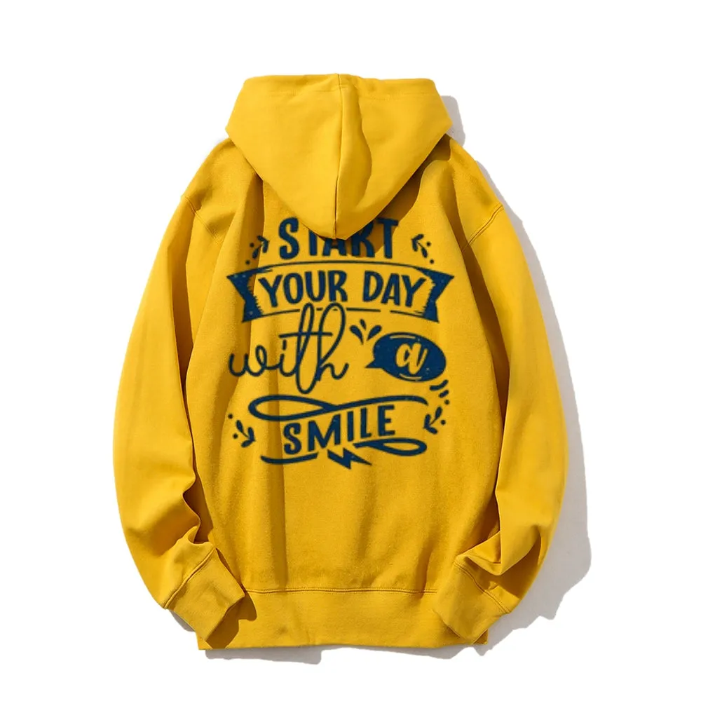 Women START YOUR DAY WITH A SMILE Graphic Hoodies