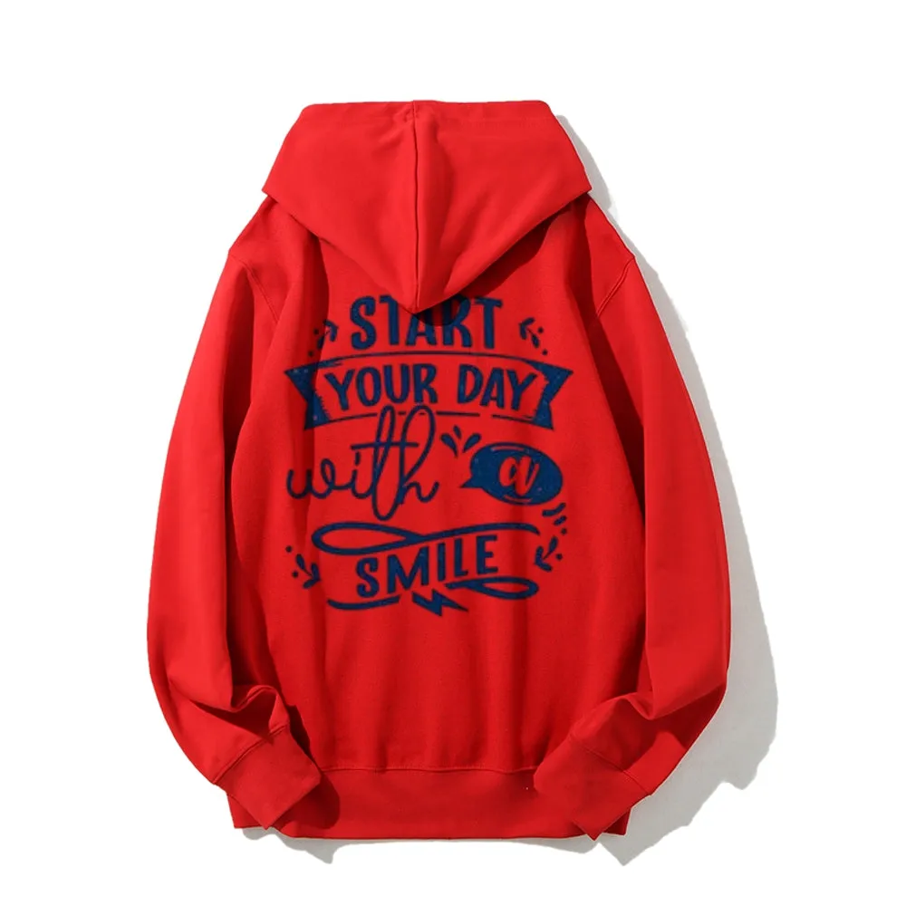 Women START YOUR DAY WITH A SMILE Graphic Hoodies