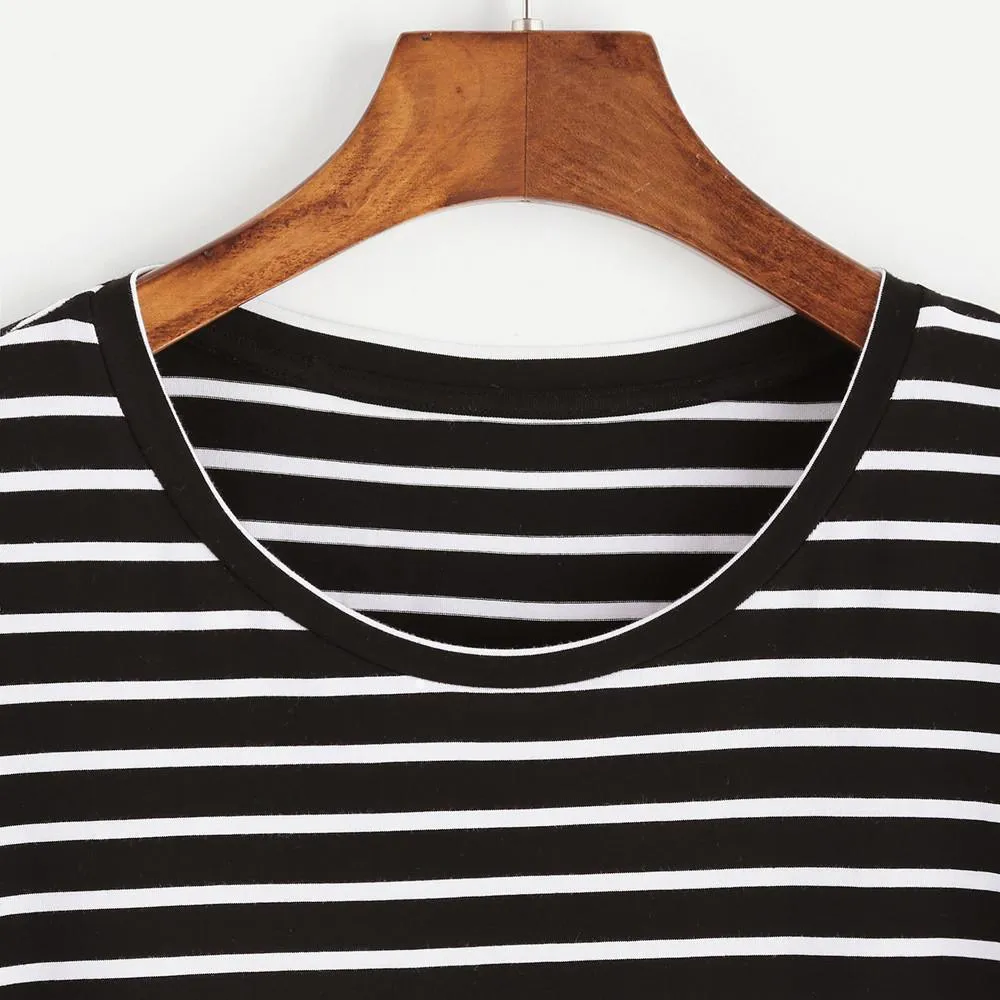 Womens T-Shirts Striped Crop Tshirt