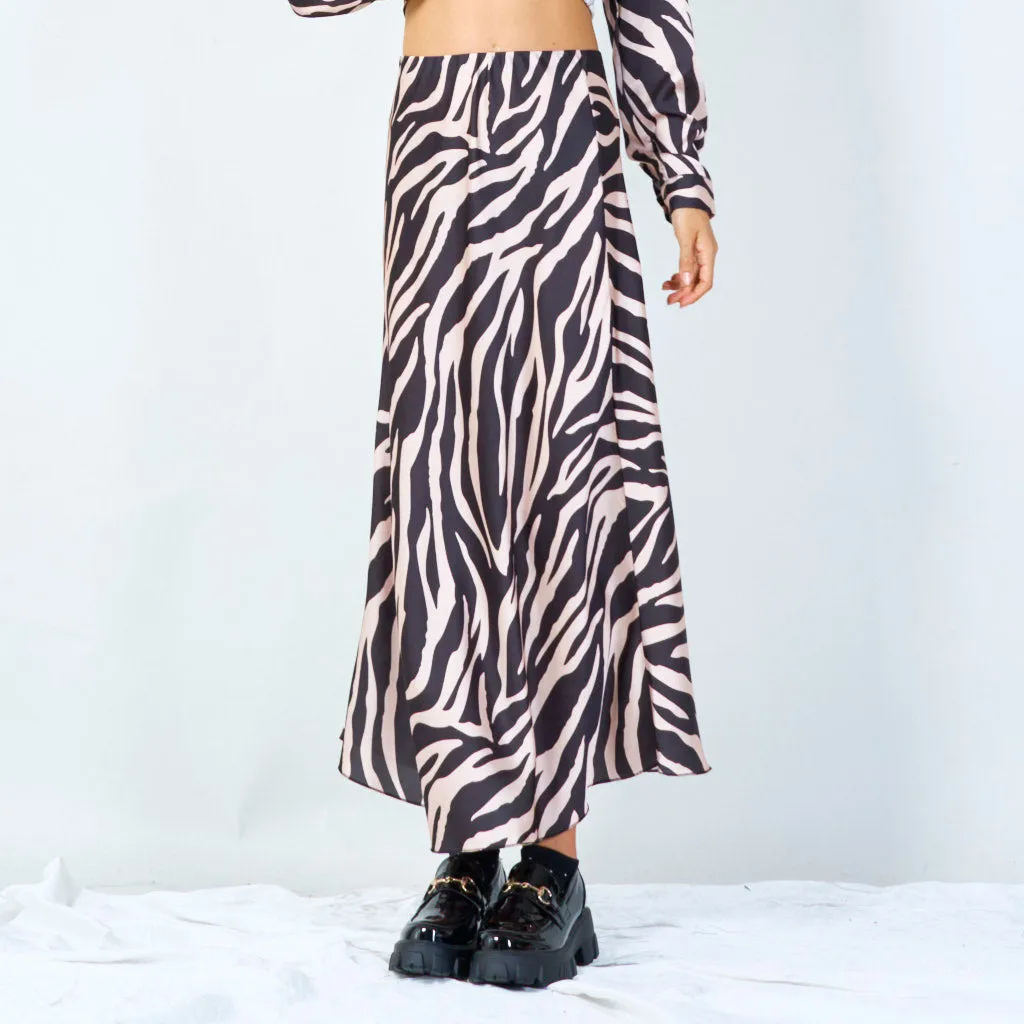 Zebra print midi skirt wholesale