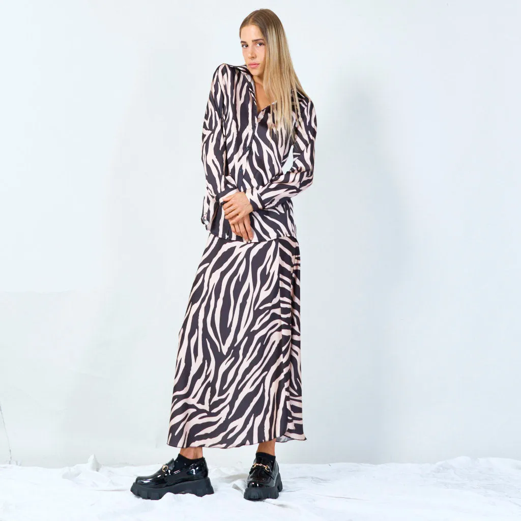 Zebra print midi skirt wholesale